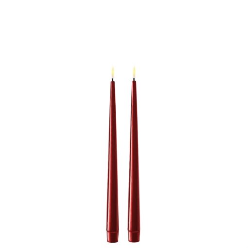 Bordeaux røde LED stearinlys - 2 stk. lak lys på 28 cm