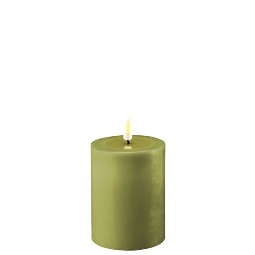 Oliven grønne LED bloklys - Ø: 7,5 cm x 10 cm