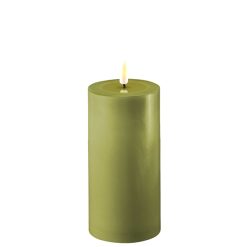 Oliven grønne LED bloklys – Ø: 7,5 cm x 15 cm