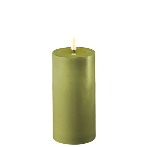 Oliven grønne LED bloklys - Ø: 7,5 cm x 15 cm