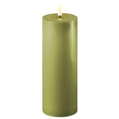 Oliven grønne LED bloklys – Ø: 7,5 cm x 20 cm