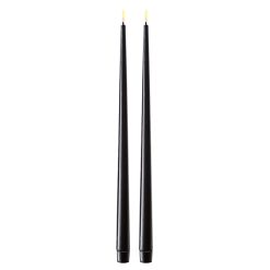 Sorte LED stearinlys – 2 stk. lak lys på 38 cm